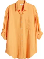 Rip Curl Premium Linen Button-up Blouse In Orange