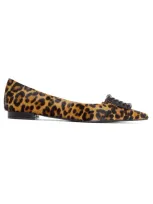 Roberto Festa Amaia Leopard Ponyhair Ballet Shoes In Beige