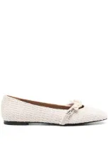 Roberto Festa Tweed Ballet Flats In Neutrals