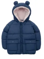 Rokka&rolla Baby Fleece Lined Bear Puffer Jacket In Navy