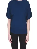 Rosso Puro Back Neckline Pullover In Navy Blue