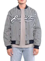 Round Two Reversible  Varsity Jacket In 蓝底碎花