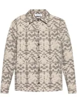 Samsoe & Samsoe Abstract-print Shirt Jacket In Neutrals