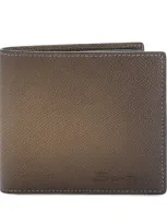 Santoni Leather Ombré Bifold Wallet In Brown