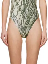 Serapis Green Printed Swimsuit In Multi Print