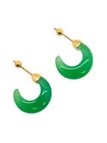 Seree Women's Half Moon Green Chalcedony Earrings