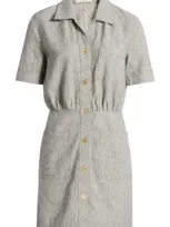 Sessun Sessùn Tanohi Linen & Cotton Shirtdress In Whiblack