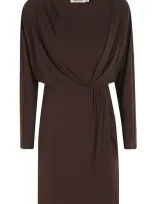 Simkhai Tasha Ls Draped Mini Dress In Brown