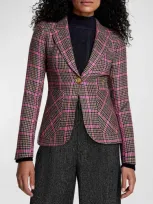 Smythe Duchess Plaid Patch Pocket Blazer In Pink Glencheck