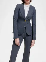 Smythe Patch Pocket Tux Stripe Blazer In Charcoal With Black