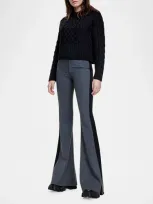 Smythe Tux Stripe Bootcut Pants In Charcoal With Black