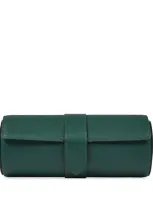 Smythson Panama Leather Watch Roll In Green