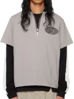 Spencer Badu Gray & Black Layered Track Sweatshirt