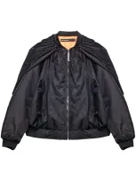 Spencer Badu Ruched-detail Bomber Jacket In Black