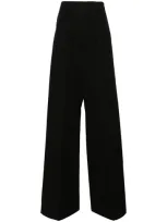 Sportmax Fashion Linen And Cotton Blend Trousers In Black