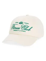 Sporty And Rich Sporty & Rich Fitness World Embroidered Cotton Twill Baseball Cap In Cream