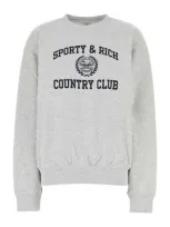 Sporty And Rich Varsity Crest Crewneck Sweatshirt In Heather Gray/na