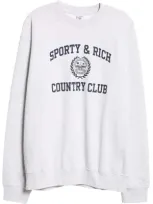 Sporty And Rich Sporty & Rich Varsity Crest Crewneck Cotton Blend Sweatshirt In Heather Gray