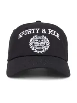 Sporty And Rich Varsity Crest Embroidered Hat In Faded Black