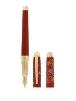 St Dupont Eternity Dragon Fountain Pen And Roller In Red