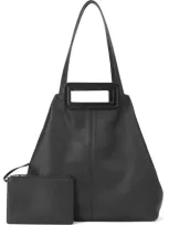 Staud Grande Leather Tote Bag In Black