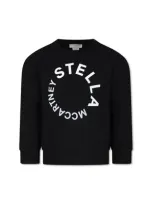 Stella Mccartney Black Sweatshirt For Kids With Logo