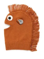 Stella Mccartney Kids' Cotton-wool Knitted Horse Hat In Brown