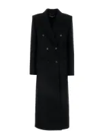 Stella Mccartney Double Breasted Oversized Coat In Black