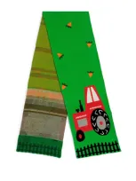 Stella Mccartney Kids' Organic Cotton-wool Tractor Scarf In Green