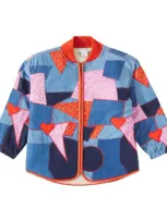 Stella Mccartney Kids' Patchwork Denim Bomber Jacket In Multicolour