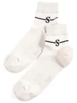 Stems Cotton Blend Ankle Socks In Ivory