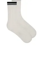 Stems Lattice Knit Crew Socks In White