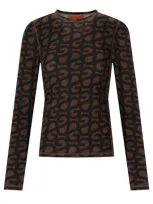 Stine Goya Brown Monogram Long Sleeve T-shirt In Black