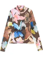 Stine Goya Floral-print Top In Aquarelle Garden