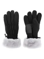 Surell Faux Fur Cuff Gloves In Black/gray