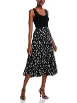 T Tahari Fit And Flare Dress In Black,flor