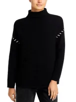 T Tahari Funnel Neck Ottoman Sweater In Black