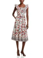 T Tahari Ruffle Trim Dress In Garden Party Print