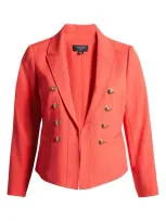 Tahari Asl Plus Size Faux Double-breasted Blazer In Grenadine