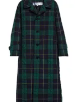 Tao Comme Des Garçons Yarn Dyed Check Coat In Navy/green