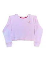 Terez Girls' Cotton Raw Edge Cropped Sweatshirt - Little Kid, Big Kid In Pink