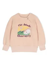 The Animals Observatory Babies' Jackal Graphic-print Sweatshirt In Pink