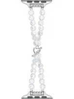 The Posh Tech Eloise Imitation Pearl Apple Watch® Bracelet Watchband In White