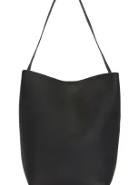 The Row Hook Ns Large Leather Tote Bag In Black