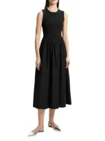 Theory Sleeveless Supima Cotton Fit & Flare Midi Dress In Black