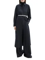 Theory Long Sleeve Maxi Shirtdress In Charcoal Melange