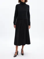 Theory Long Sleeve Mixed Media Dress In Black