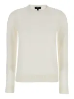 Theory White Crewneck Sweater In Cashmere