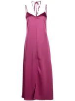 There Was One Halterneck Satin Midi Dress In Purple