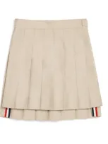 Thom Browne Kids' Pleated Dropped-back Skirt In Beige